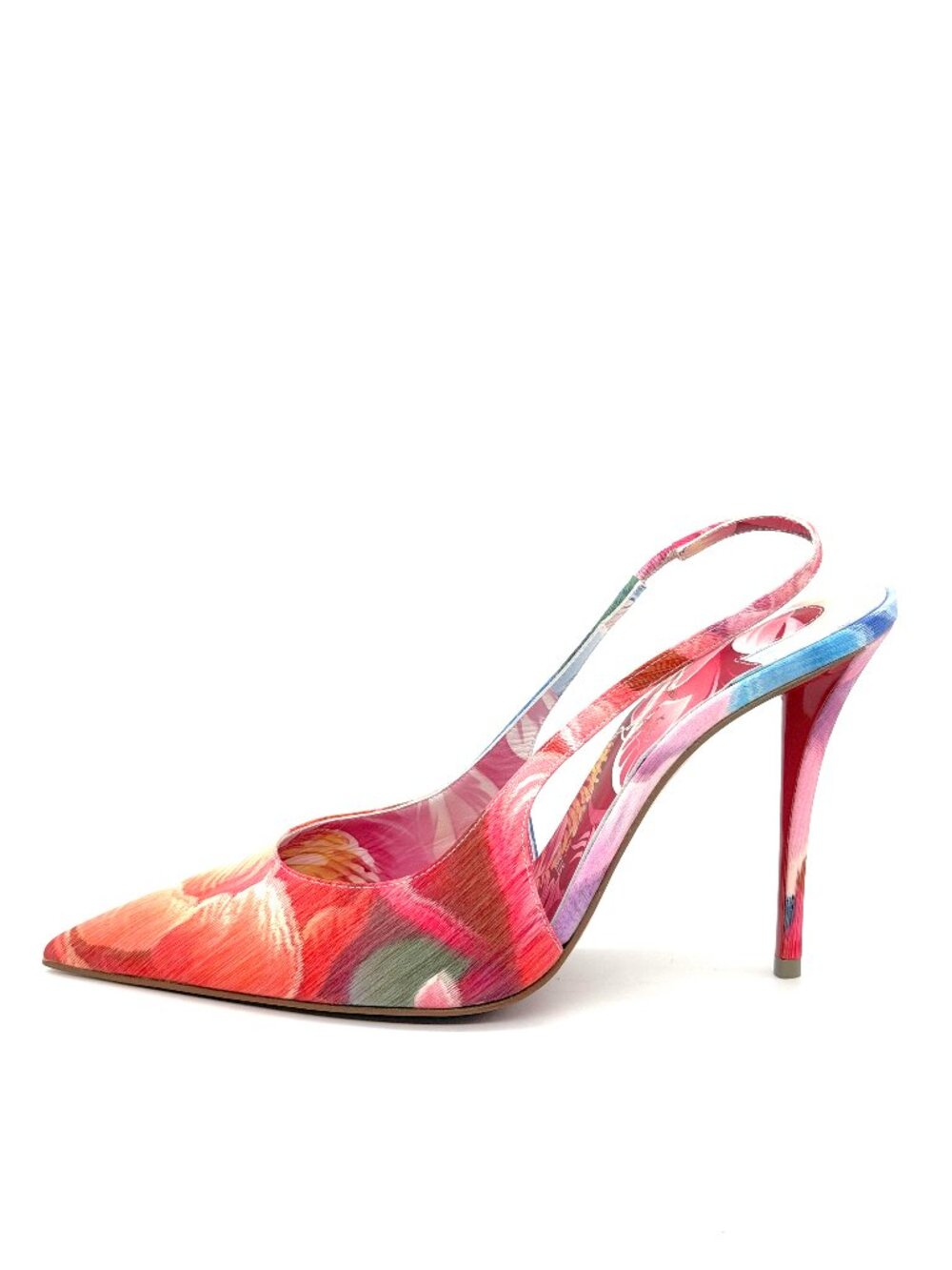 Christian Louboutin MISS Z SLING BACK 100 Silk Peonies Sandals Heels Shoe - Picture 5 of 16